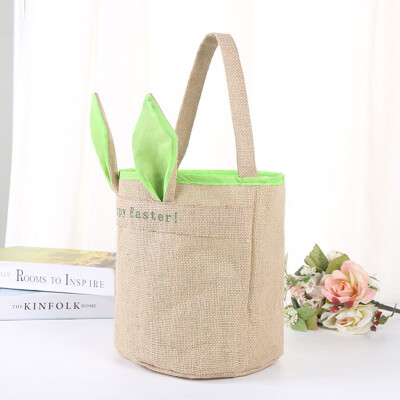 

Toponeto Easter Egg Basket Holiday Rabbit Bunny Printed Canvas Gift Carry Eggs Candy Bag