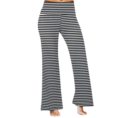 

Fashion Womens Casual High Waisted Striped Wide Leg Trousers Loose Bottoms Pants
