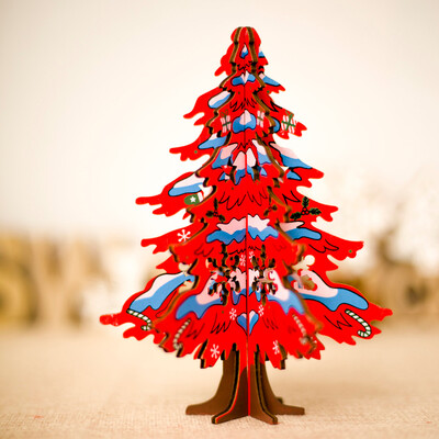 

〖Follure〗Wooden Christmas Tree Desktop Ornaments Merry Christmas Party Decor Painted