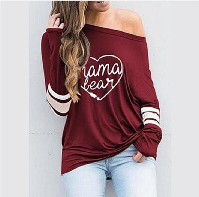 

Europe&the United States foreign trade womens AliExpress Wish hot new multicolor slanted shoulder shirt T-shirt long sleeve W