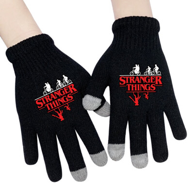 

Animemerch Stranger Things Gloves Eleven Demogorgon Cosplay Gloves Full Finger Gloves Printed Gloves Winter Warm Mitten