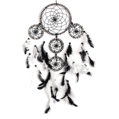 

Colorful Magic Dream Catcher Round Net With Black Feathers For Home Hanging Decor dreamcatcher wind chimes