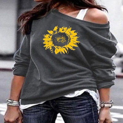 

Solid Sunflower Printed Long Sleeves Top