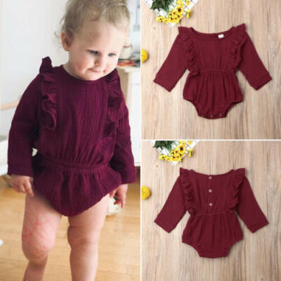 

Newborn Baby Girl Clothes Long Sleeve Ruffle Romper Jumpsuit Bodysuit Outfit Set