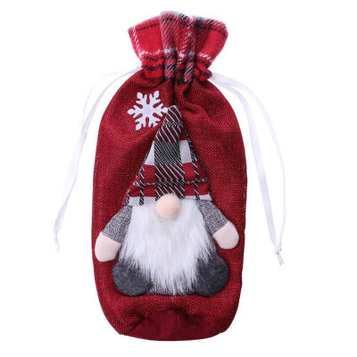 

Linen Felt Christmas Red Wine Bottle Cover Bag New Year Party Dinner Decor