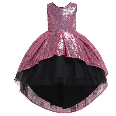 

Sequins Dress Irregular Sleeveless O-neck Children Mesh Princess Dresses