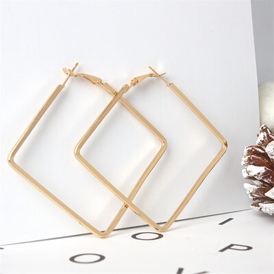 

EK163 European Hyperbole Big Square Circle Hoop Earrings for Women Jewelry Geometric Rhombus Earrings Brincos  Bijouterie