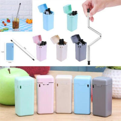 

Collapsible Reusable Stainless Steel Drinking Straws Metal FREE Cleaning Brush