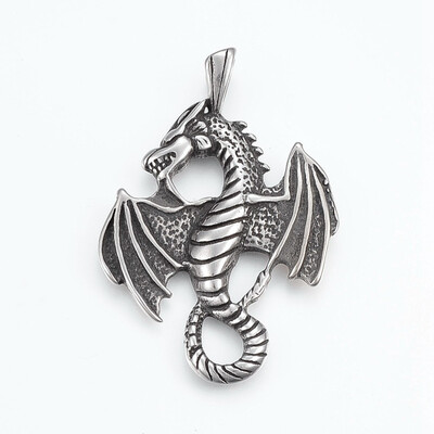 

304 Stainless Steel Big Pendants Pterosaur Antique Silver 54x38x6mm Hole 4x7mm