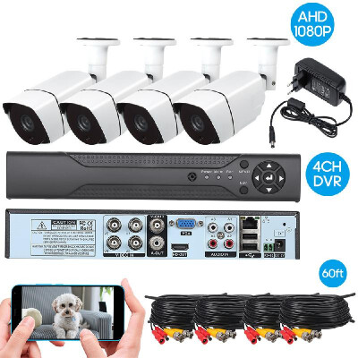 

4CH Security Camera System Full 1080P Video DVR Recorder with 4 1080P Indoor Outdoor Weatherproof CCTV Cameras