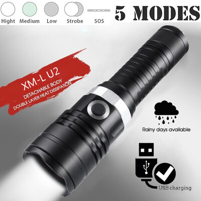 

Saidsome 5 Modes XML-U2 Waterproof Flashlight Outdoor LED Super Bright 18650 Torch Light flashlight lamp