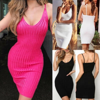 

Women&39s Bandage Bodycon Solid color Sleeveless Evening Party Cocktail Club Short Mini Dress