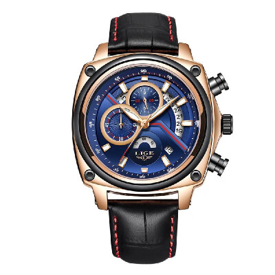 

LIGE 9891 Quartz Men Watch Casual Fashion Top Luxury Brand Sport Watch Men Military Waterproof Leather Wristwatch Relogio Masculin