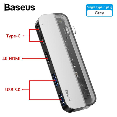

Baseus Transparent Series Type-C to HDMIUSB30Type-C Multifunctional HUB Adapte for tablets dual Type-C HUB for MacBook Pro
