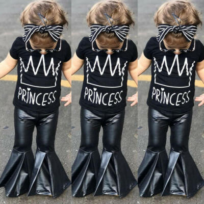 

2pcs Toddler Kids Baby Girl T-Shirt Tops Wide Leg Pants Clothes Outfits Set