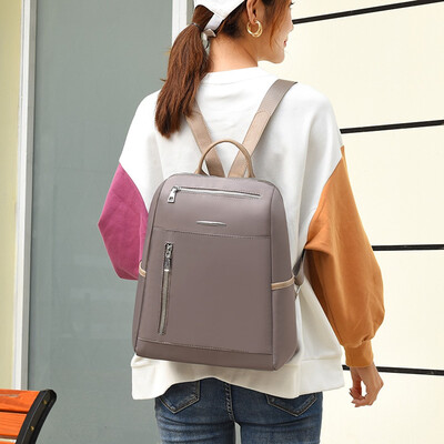

Tailored Fashion Women Solid Color Zipper Backpack Waterproof Shoulder Bag Travel Bag