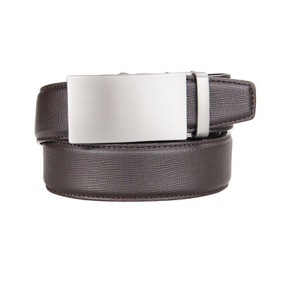 

BPSTAR Mens Automatic Buckle Genuine Leather Mens Ratchet Holeless Belt Business High Quality Mens Real Belt for Pants
