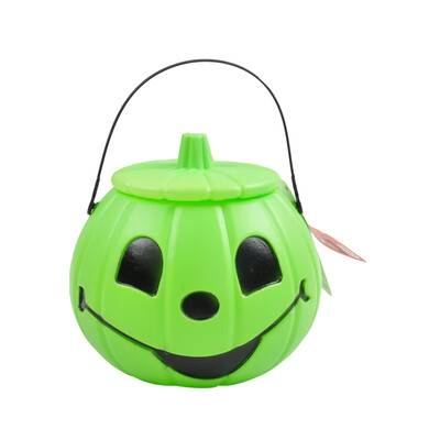 

New&new fine art Halloween with cover pumpkin bucket candy jar cute creative funny decoration childrens gift portable small box candy box green paragraph 18cm18cm