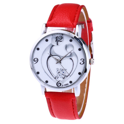 

Top Brand New Watch Women Girl Heart Leather Wristwatches Casual Sport Fashion Female Crystal Luxury Quartz Watches &Ff