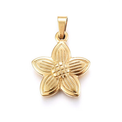 

304 Stainless Steel Pendants Large Hole Pendants Flower Golden 20x17x25mm Hole 5x3mm