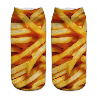 

1Pair Food Cartoon 3D Printing Socks Women Fashion Spring Summer Low Cut Ankle Short Socks Female Fresh Style