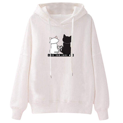 

Tailored Fashion Women Casual Long Sleeve Cat Print Blouse Hooded Sport Sweatershirt Tops