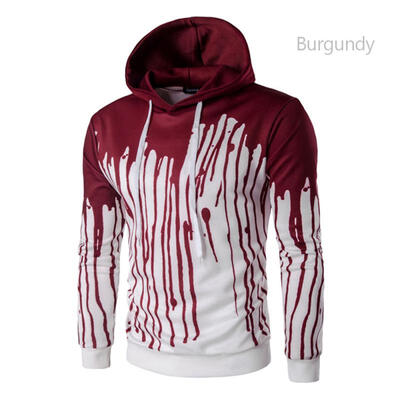 

Fashion Paint Ink Splash 3D Mens Hoodies Pullover Slim Drawstring Hooded Sweatshirt Autumn Tracksuit Tops