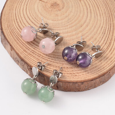 

Natural Mixed Stone Ear Studs with 304 Stainless Steel Findings 22mm Pin 07mm
