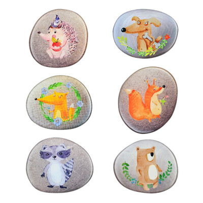 

〖Follure〗6 Pcs Of Stone Painted Animal Series Magnetic Refrigerator Stickers