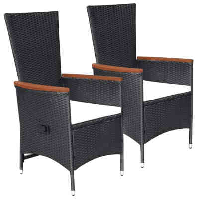 

Outdoor Chairs 2 pcs with Cushions Poly Rattan Black