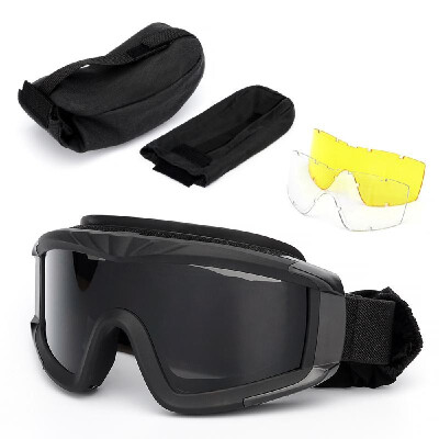 

Outdoor Military Goggles UV400 Protective Goggles Dustproof Cycling Training CS Gaming Goggles Eyewear with 2 Interchangeable Lens