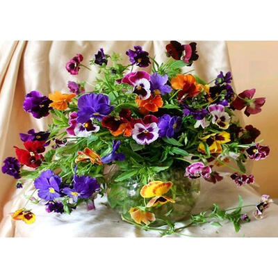 

5D DIY Diamond Painting Blossom Colorful Flowers Pot Cross Stitch Mosaic
