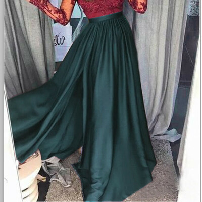 

New Formal Elegant Split Satin Skirts Party Long Prom Ball Celebrity Maxi Skirt