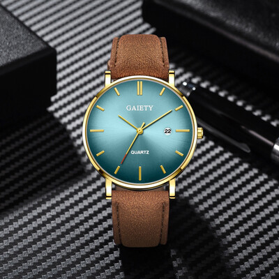 

〖Follure〗Fashion Simple Simple Casual Calendar Business Leather With Strap Mens Watch