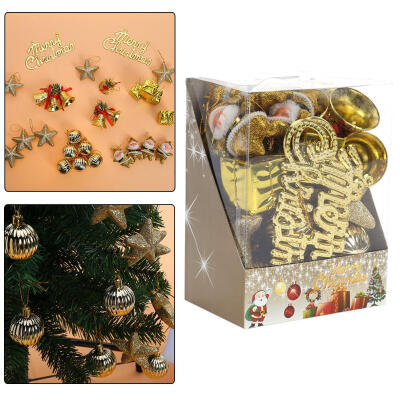 

28pcs Christmas Decorative Pendant Christmas Strap Set Box