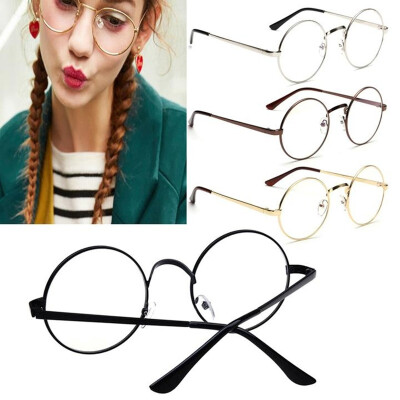

Sunglasses Big Round Metal Frame Clear lens Vintage Geek Unisex