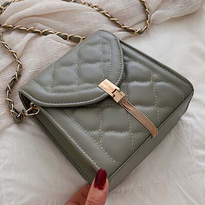 

Lingge embroidered thread texture womens bag 2019 new fashion texture single shoulder slant chain small square bag