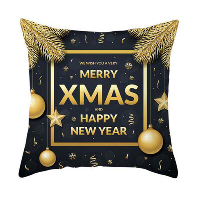 

2020 Xmas Pillow Case Christmas Snowflake Elk Printed Sofa Cushion Cover 18X18&quot