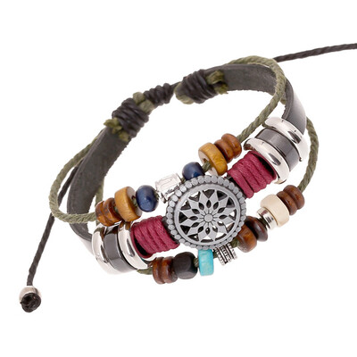 

New Retro Personality Cowhide Leather Bracelet Beaded Lovers Hand Chain Bracelet for Men Women Gift Jewelry Funny