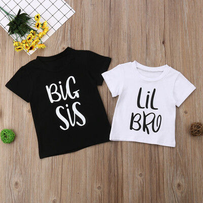 

Family Matching Summer T-shirt Big Sister & Littler Brother Boy Girl Cotton Tops