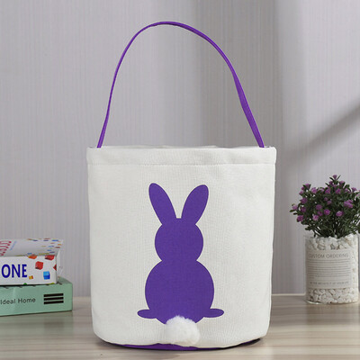 

Toponeto Easter Egg Basket Holiday Rabbit Bunny Printed Canvas Gift Carry Eggs Candy Bag