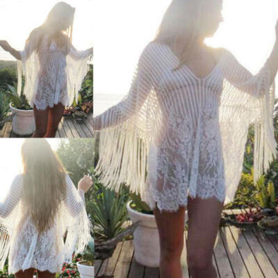 

Fashion Women Bathing Suit Lace Crochet Bikini Swimwear Cover Up Beach Dress US