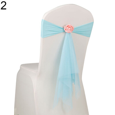 

1050Pcs Faux Rose Flower Organza Chair Sash for Wedding Events Party Decor