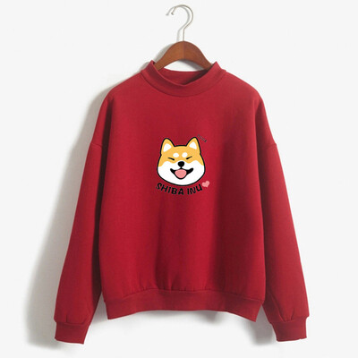 

Toponeto Womens Casual Long Sleeve Sweatshirt Blouse Tops Pullover Shiba Inu