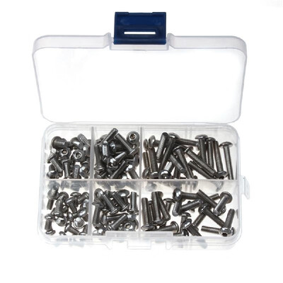 

150PCS Stainless Steel Screws -4 Round-head Inner Hexagonal Screws Bolts Assortment Kit with Storage Box