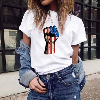 

Starmoon Women Plus Size National Flag Independence Day Print Short Sleeve T-Shirt Tops