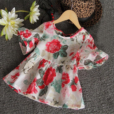 

Toddler Kids Baby Girls Outfits Clothes Floral Summer T-shirt Tops Dress Blouse