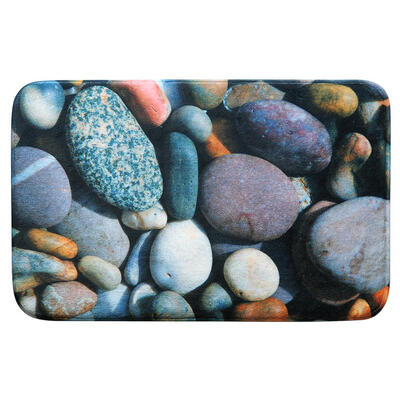 

Non-Slip Pebble Print Flannel Carpet Cobble Stone Rug Room Soft Floor Mat