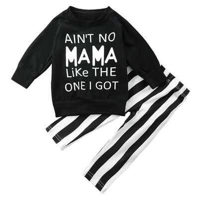 

Autumn Children Boys Clothes Set 2pcs Cute Letters T-shirt Stripe Pants