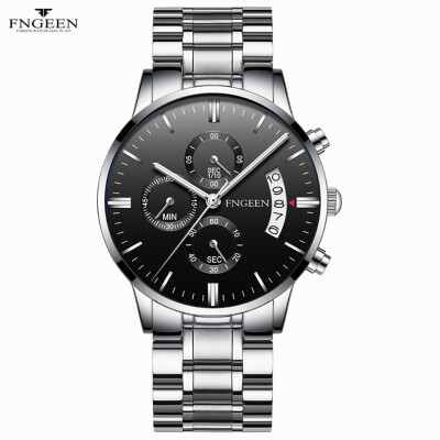 

Gobestart FNGEEN Men Luxury Casual Watch Quartz Stainless Steel Waterproof Calendar Watch